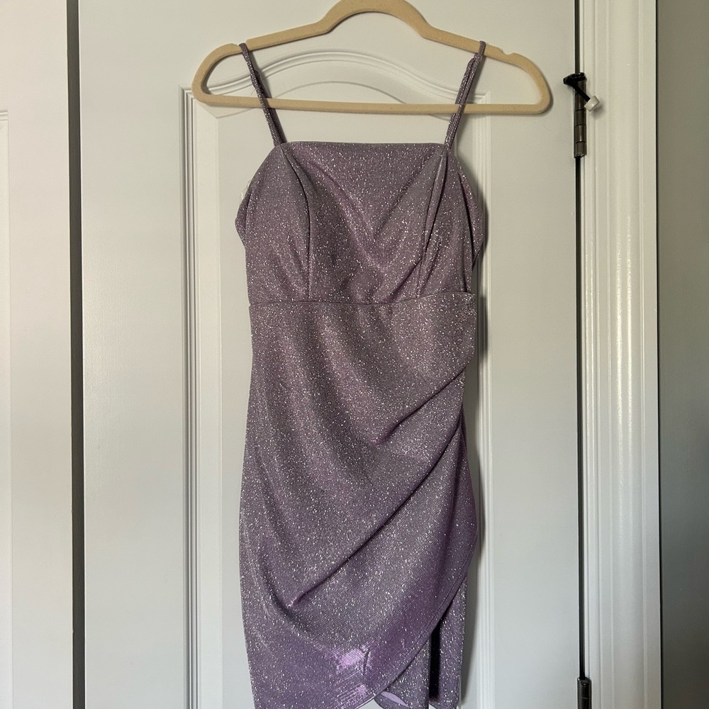 Purple Asymmetrical Ruched Homecoming Dress